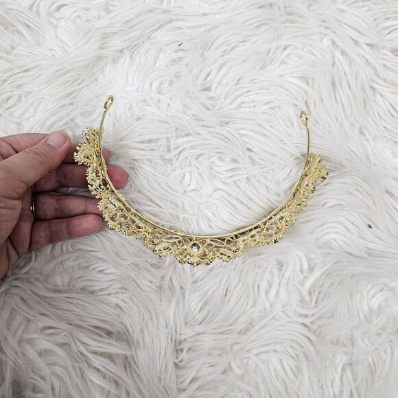 Gold Bridal Tiara Diamond Embellished Rhinestone Costume Headband Wedding Crown - Picture 4 of 6